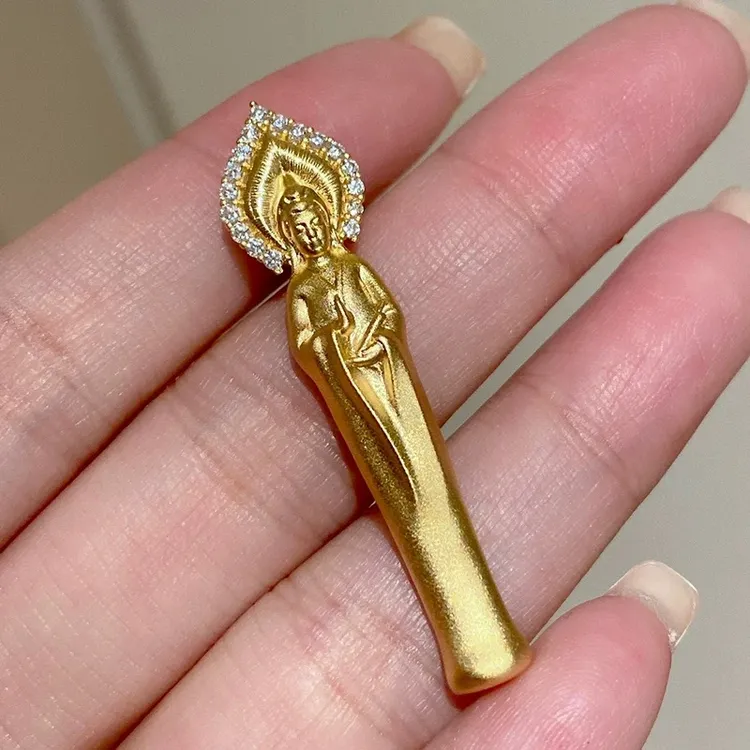 铜合金锆石吊坠 铜合金观音吊坠轻奢小众精致手工
