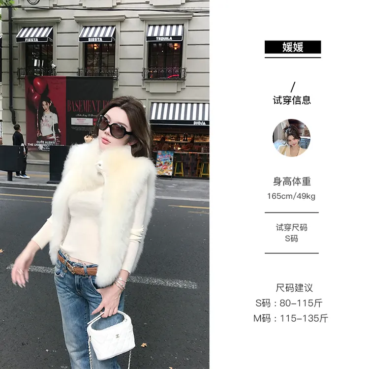 媛媛 【晴山暮雪】冬日御寒神器2025新款奢贵山羊绒皮草马甲#PC0062