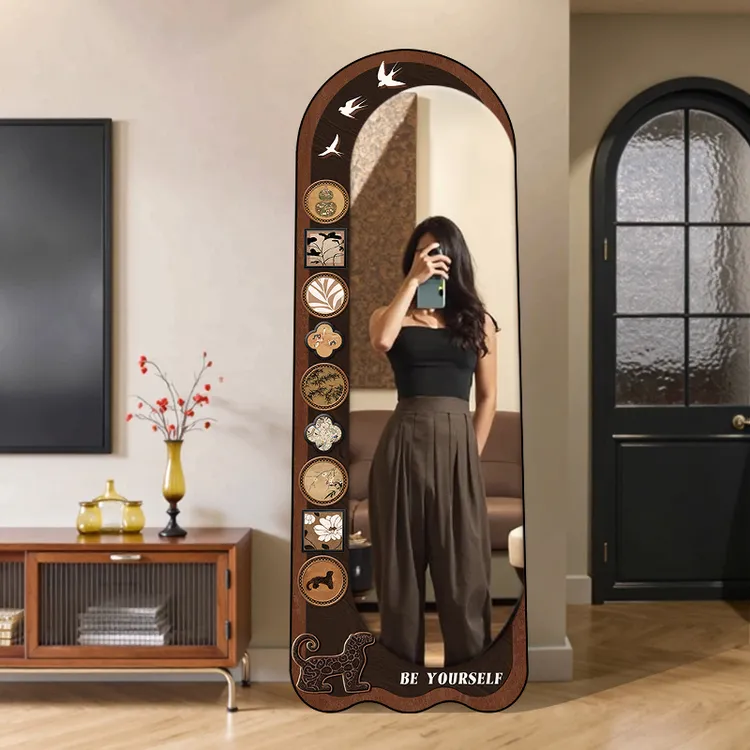 中古风全身镜穿衣镜门后可挂可立镜子家用卧室落地镜挂墙式试衣镜