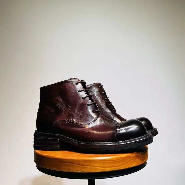 2025新款固特异手工民族风工装靴短靴复古水洗马皮马丁靴男高级感