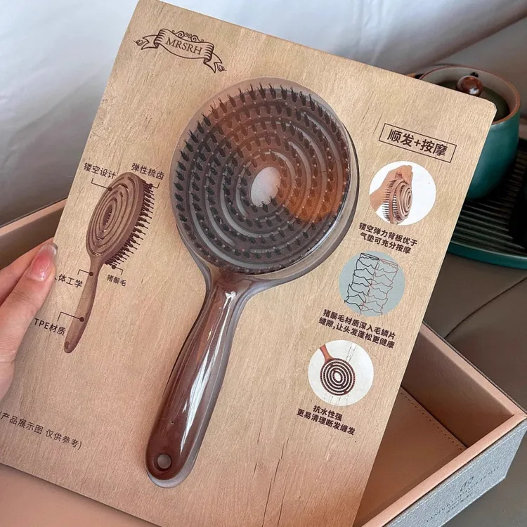 梳子蓬松高颅顶按摩头发造型美发神器按摩梳经络梳镂空大弯卷发梳