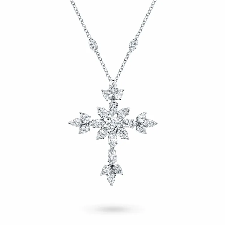实验室培育钻石【直播间专属福利】18K金马眼雪花十字架项链 CZ