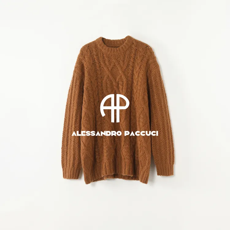 AP洛哥44255ST-1【暖音】羊绒圆领绞花上衣宽松针织套头衫2024冬