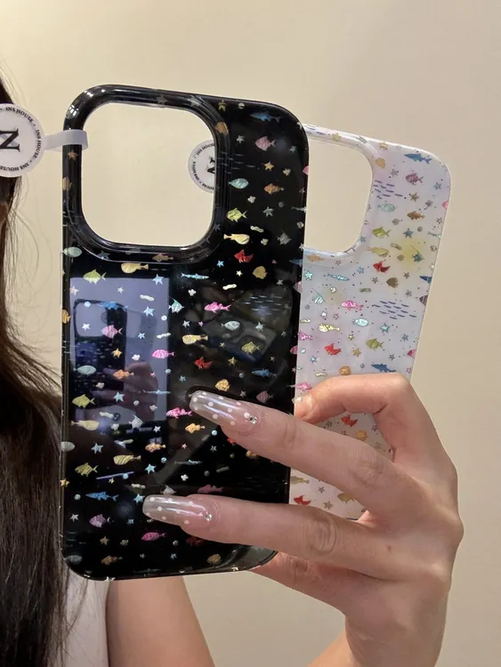 海底世界鎏金小鱼适用iPhone16promax苹果15手机壳14韩系女款13新
