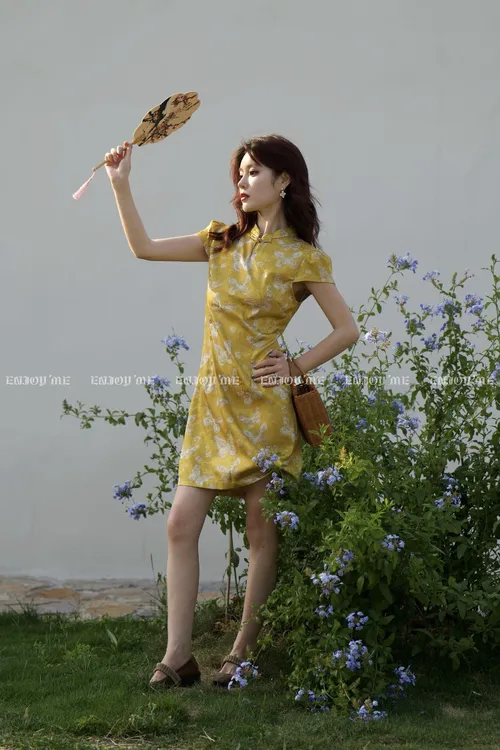 【门店同款】ENJOY夏季云敛-“鸾衿折桂”黄金蝶舞旗袍裙 162896903