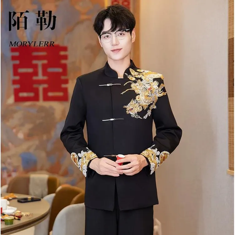新中式新郎结婚礼服2025新款男士中山装西装修身敬酒服男款秀禾服