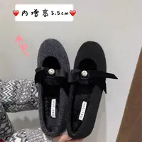 内增高春夏配裙子加绒单鞋棉鞋女鞋法式鞋丝绒蝴蝶结玛丽珍毛毛