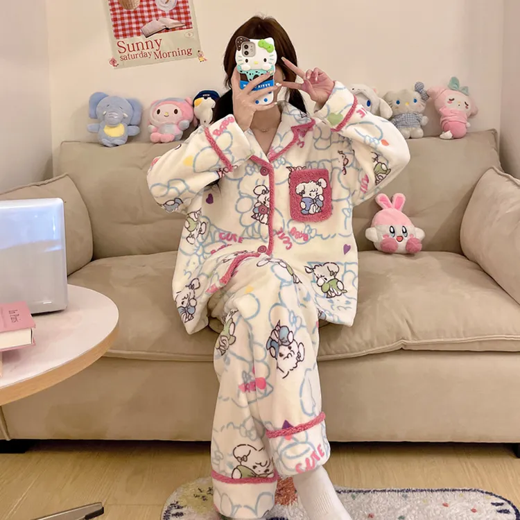 秋冬季睡衣女款爆款2025新款可爱珊瑚绒法兰绒加绒加厚家居服套装