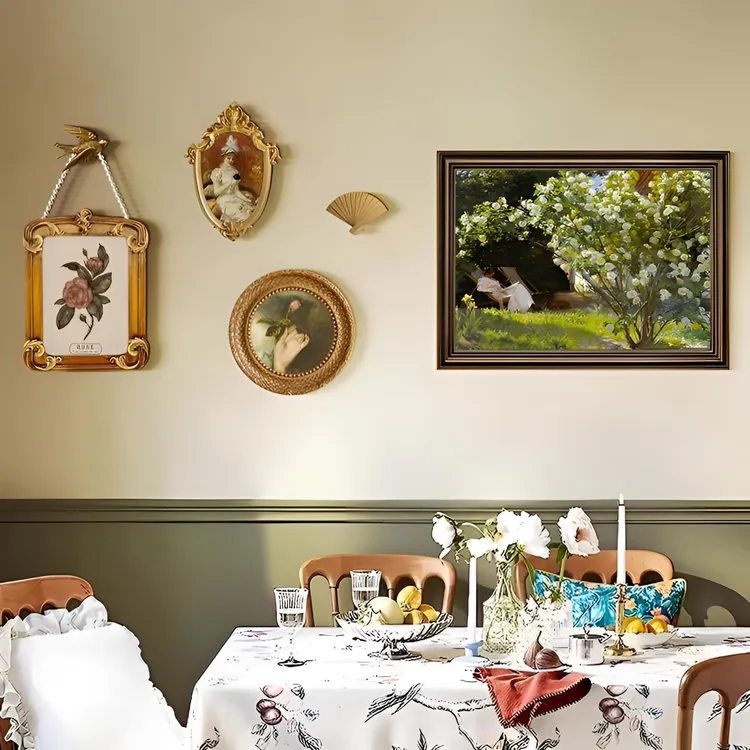 法式复古客厅餐厅玄关挂画沙发背景墙照片墙装饰画组合文艺风轻奢