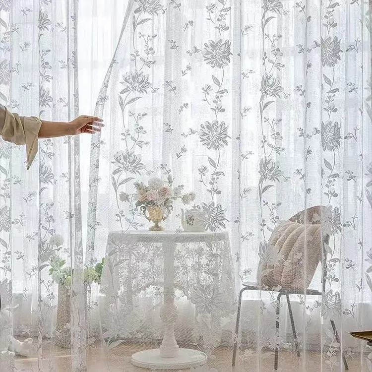 法式唯美蝴蝶玫瑰镂空氛围感窗纱客厅卧室适用