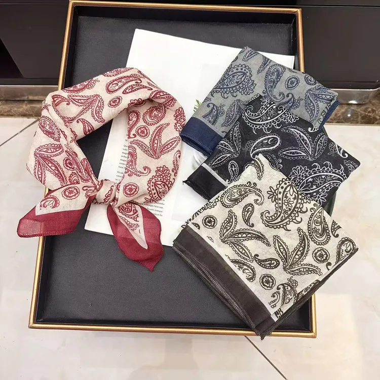 2025腰果小方巾丝巾女春秋夏季头巾发带韩版印花棉麻围巾装饰领巾