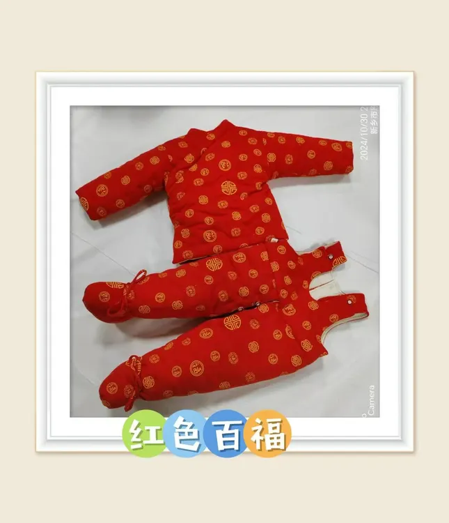 纯棉布料成品宝宝纯手工棉花棉衣加厚包脚棉袄棉裤男女童