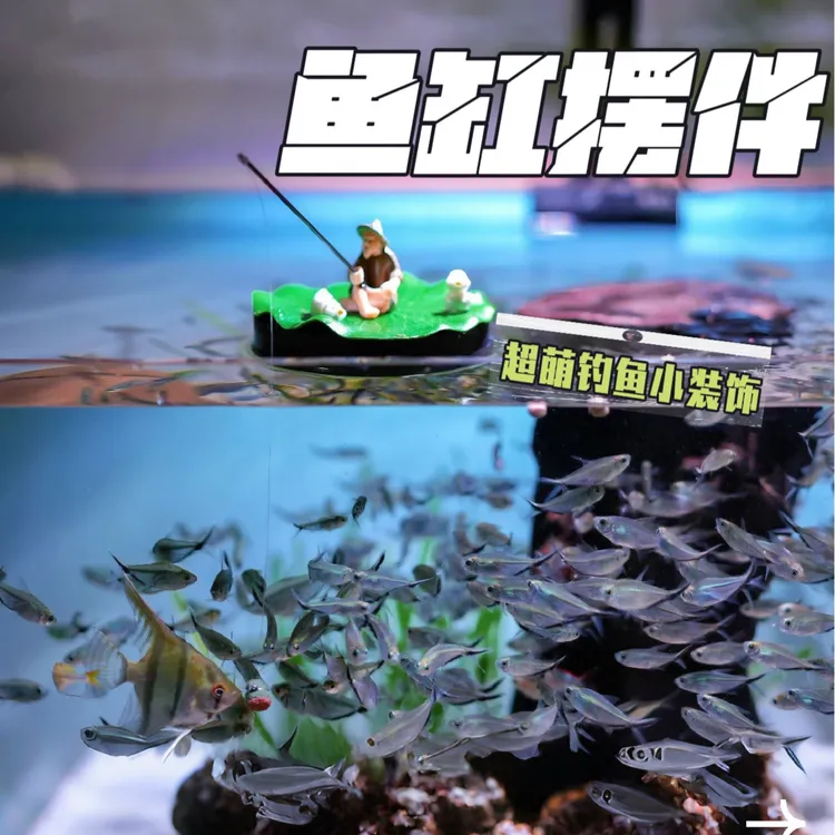 鱼缸黑壳虾水草造景可漂浮钓鱼老头姜太公造景摆件溪流缸造景装饰商品图