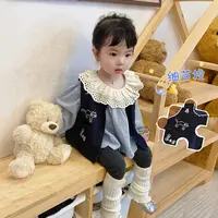 【海盐白沙】Q2543MJ拉边刺绣牛仔马甲鱼子酱品牌儿童女童童装