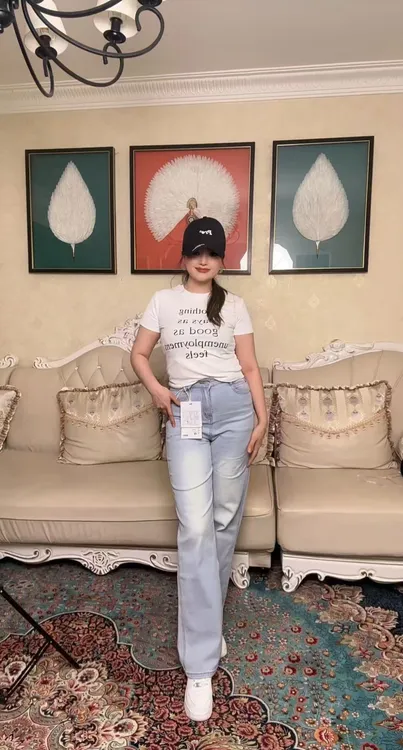 5519牛仔裤直筒裤冬季高腰裤子水洗长裤设计师宽松女士