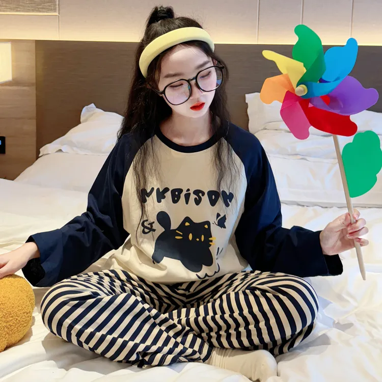 女童睡衣春秋2025新款儿童纯棉家居服初中生女孩高颜值可外穿套装