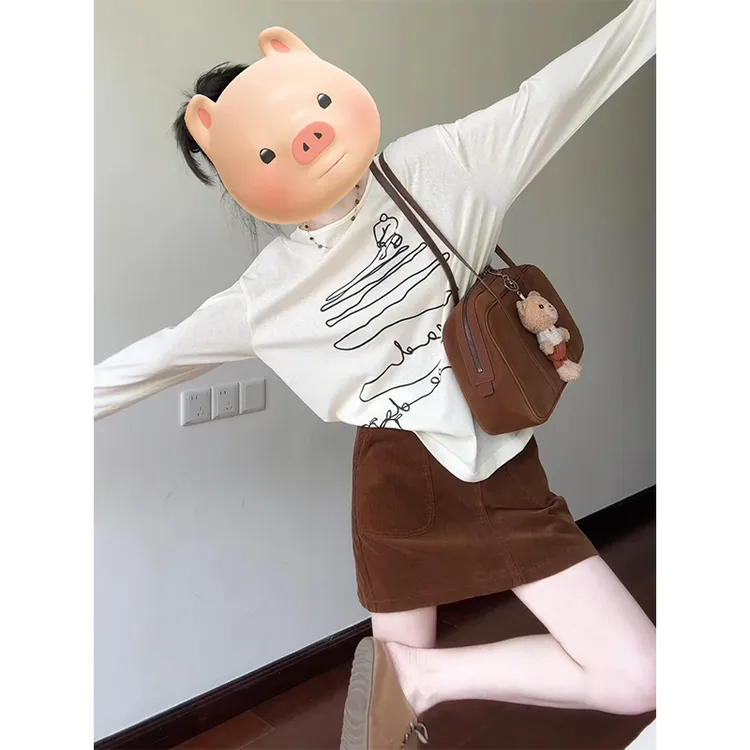 parkyeon夏季新款慵懒风薄款防晒罩衫T恤上衣高腰A字半身裙套装