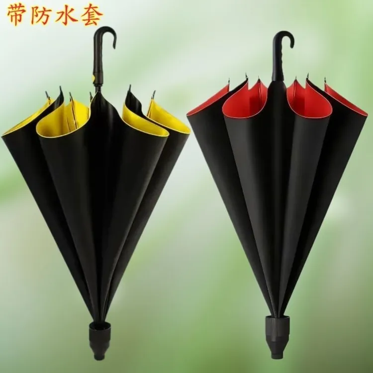 长柄雨伞简约男士专用女士防晒黑胶半自动高尔夫伞防风挡雨雨伞gy