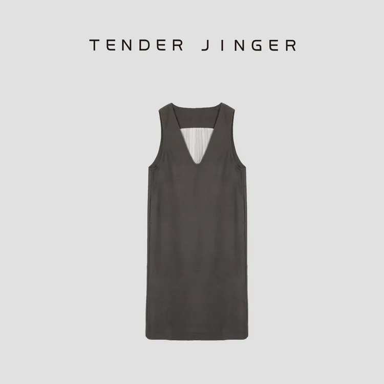 Tender Jinger【自在风雅】羊毛混纺无袖连衣裙T53TG41322