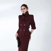 AN【两件套】【送腰带】【有里布】2025春秋新气质休闲收腰裙套装DM0065