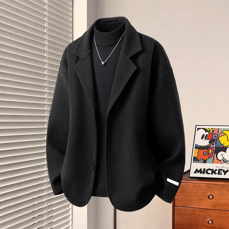 男士外套秋冬款毛呢大衣轻奢痞帅高级感男装呢子加棉加厚夹克男