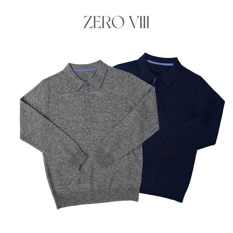 老钱风男士秋冬新款翻领撞色针织polo衫miu系羊毛混纺毛衣