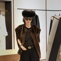 PanYiXiu/潘依绣进口丹麦皇冠天鹅绒气质显瘦整貂皮草马甲 A25123