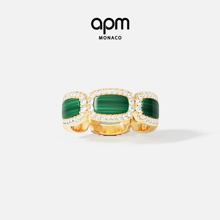 APM Monaco 新品孔雀石个性戒指明星同款饰品情侣对戒氛围感配饰