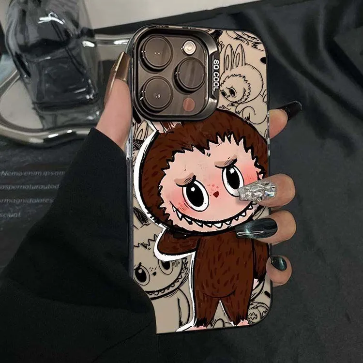 适用拉布布labubu彩银壳苹果16pro高级感iphone16promax款手机壳