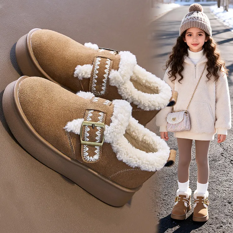 女童棉鞋2025冬季新款加绒保暖儿童女孩勃肯鞋软底防滑百搭毛毛鞋