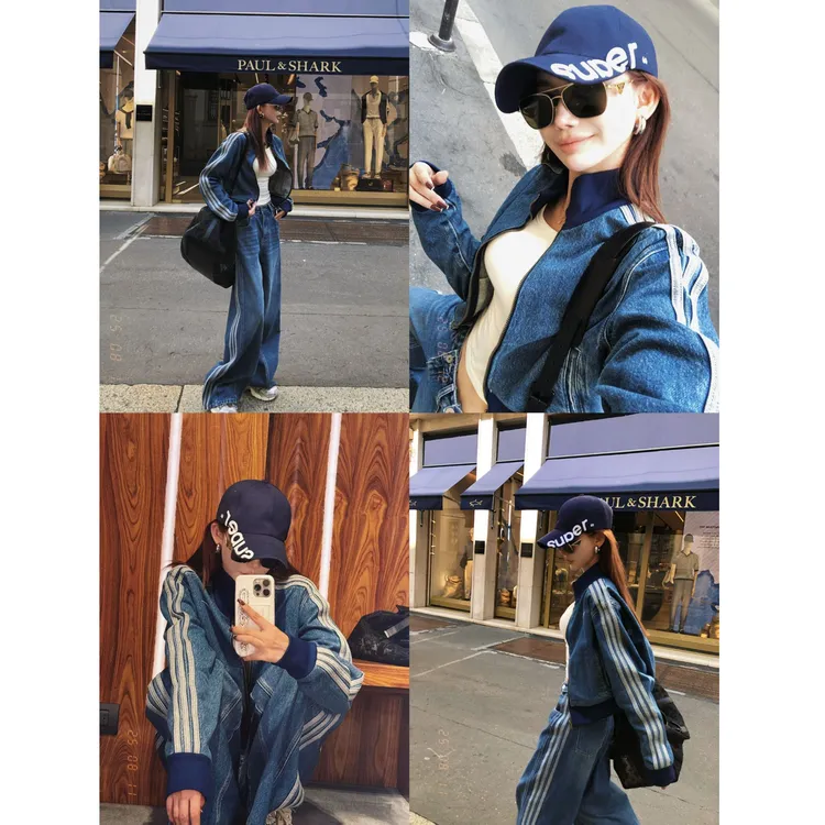 米兰街头 秋季韩系时尚显瘦潮流宽松外套条纹设计夹克上衣女装