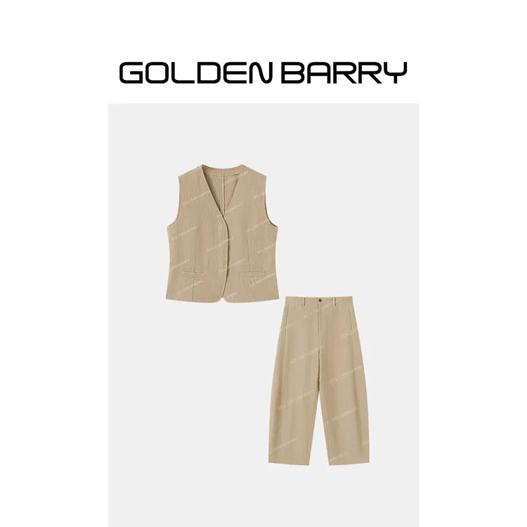 GOLDENBARRY老钱定制马甲/休闲拼接九分裤126006/556012