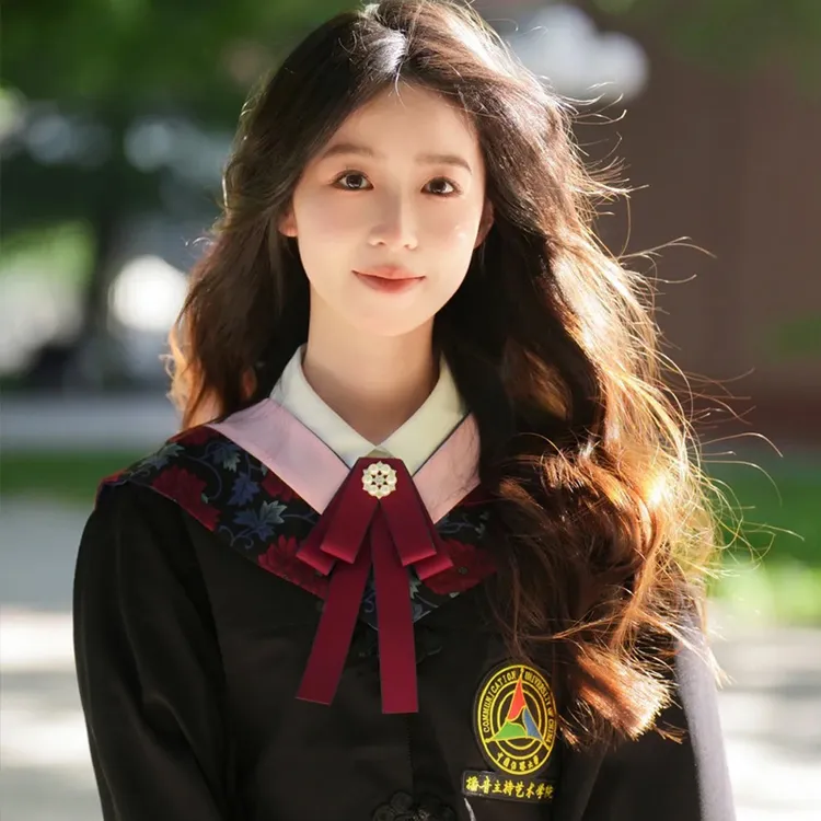 毕业照jk领结女款领绳免打领花水手服学士服校服酒红色蝴蝶结配饰