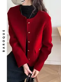 双面衣女2025薄款女款女装年新款小个子短款红色外套22