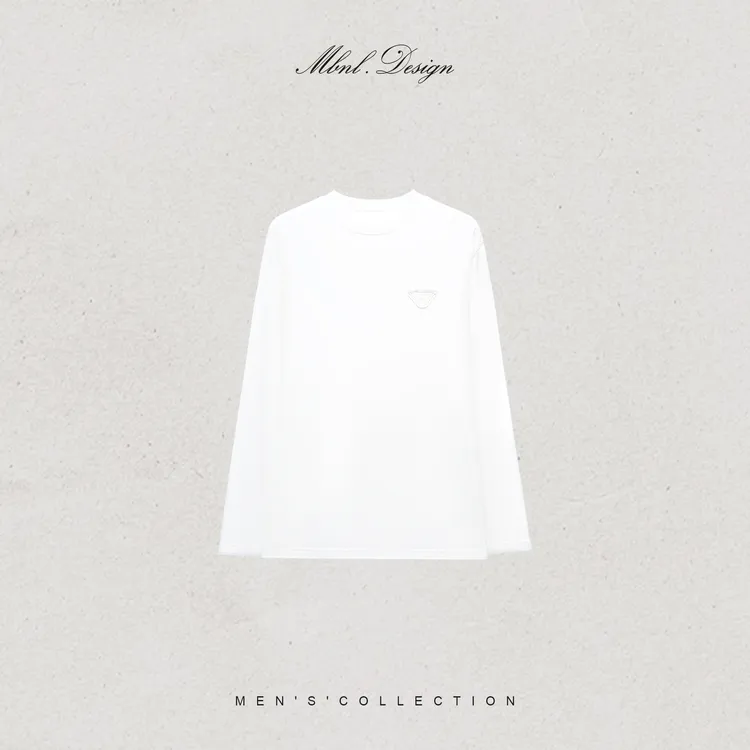 MBNL-F「隐绣Tee」南海云男装100棉小三角微刺绣圆领长袖LL-WSY1166