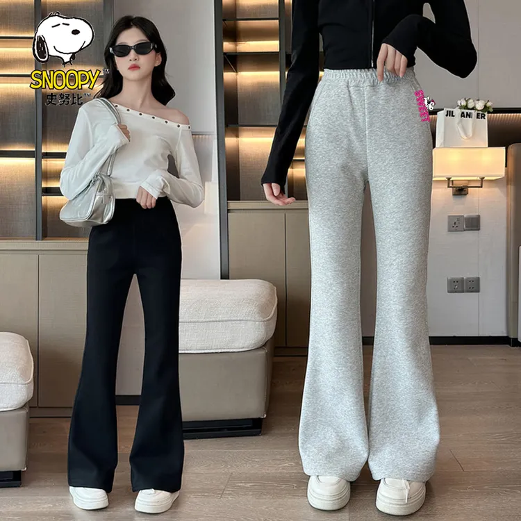 史努比女童卫裤秋冬季节新款中大童显瘦加绒款学院风休闲运动裤