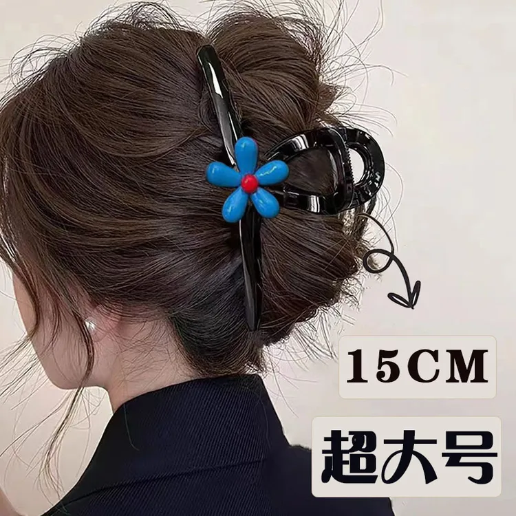 15CM超大号花朵抓夹高级感2025新款气质鲨鱼夹发夹后脑勺盘发头饰