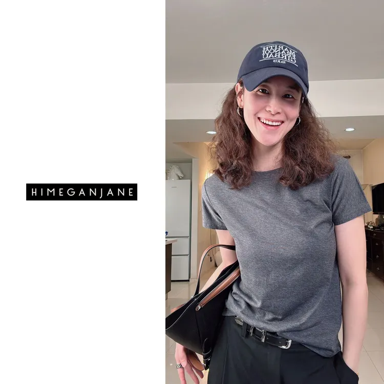 HIMEGANJANE 桑蚕丝灵地思羊毛混纺极简松弛感短袖T恤 21122-cs