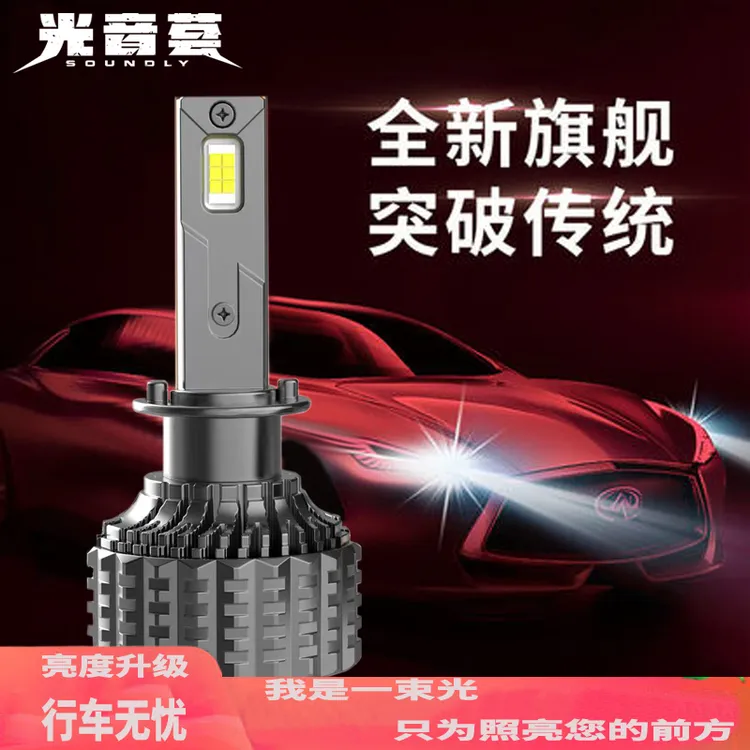 光音荟福利双铜管大功率超亮聚光LED汽车大灯H7H1远光近光通装