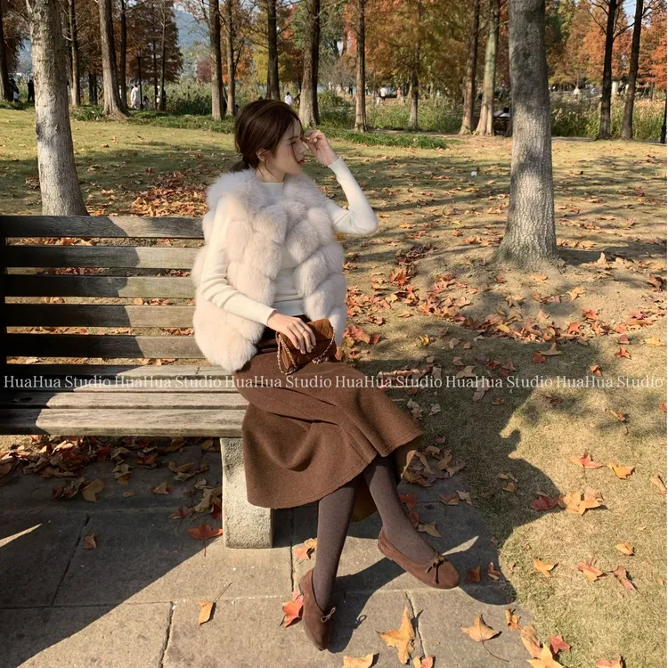 【花花】雪狐塔塔~韩系气质ins狐狸毛时尚显瘦常规款毛毛皮草马甲