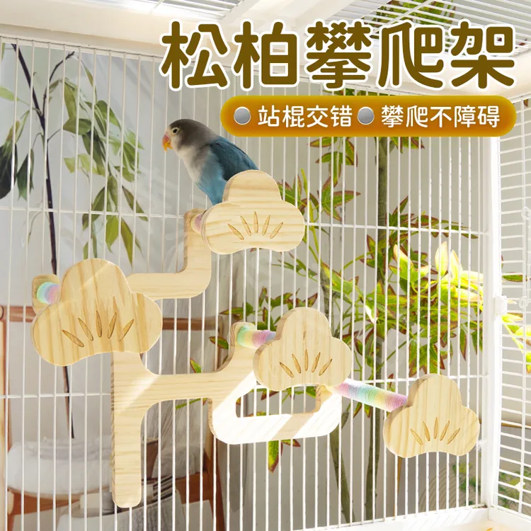 【宠大条】鹦鹉攀爬鸟站架爬梯实木站棍鸟笼造景玄凤牡丹松柏鸟站架