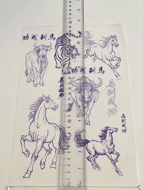 葫芦烙画.雕刻（马到成功版10）转印纸拍一发五张 水转印可重复使用