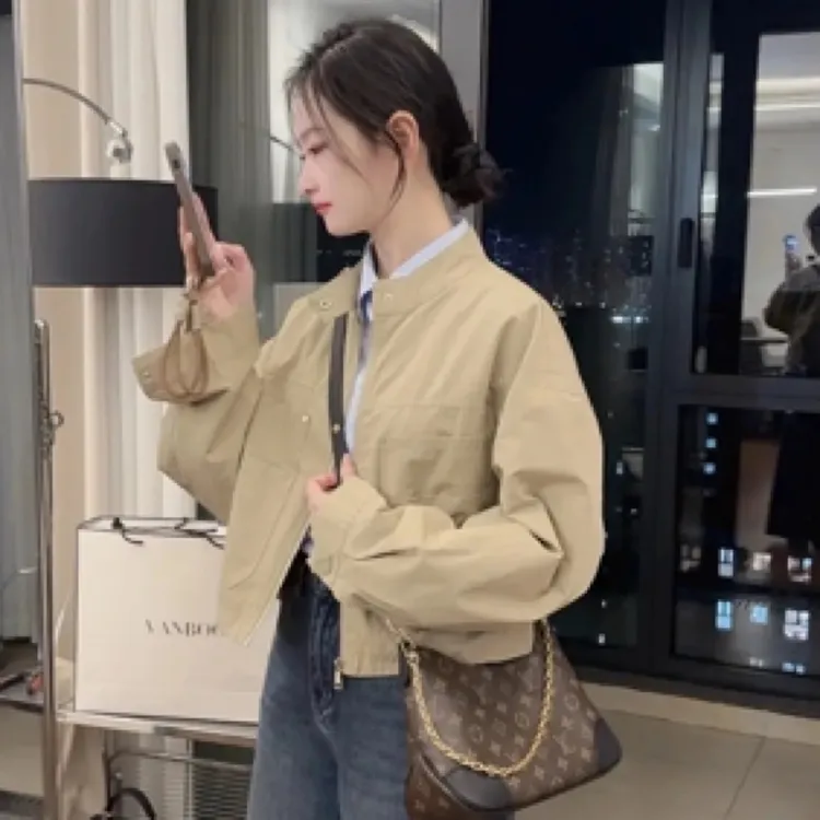 薄款立领高级感工装夹克短款外套女2025秋季新款薄款时尚休闲上衣