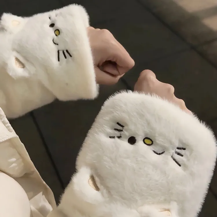 可爱小猫咪企鹅毛绒袖套防污青年卡通办公学生雪人袖头保护ZZZ