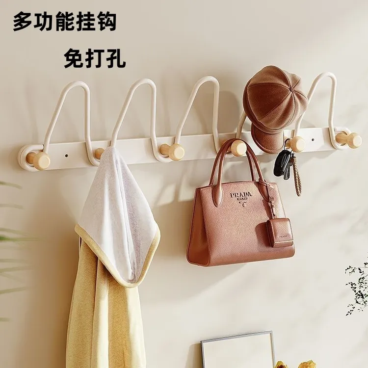 墙上挂衣钩免打孔强力承重进门玄关壁挂门后粘贴排钩衣帽钩衣帽架