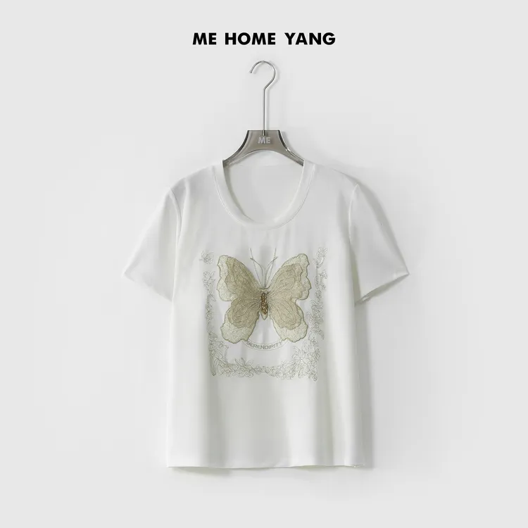 ME【蝴蝶纱】夏季新款通勤显瘦气质时尚百搭女士T恤MEQS3388