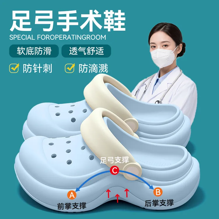 医用洞洞鞋女士夏季外穿2025新款足弓支撑厚底防滑手术室拖鞋女款