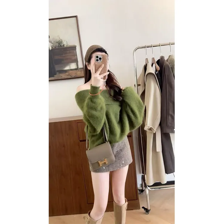 秋季时尚设计感慵懒风修身显瘦百搭时尚上衣气质高腰a字半身裙女