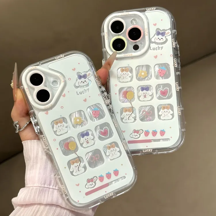 九宫格气球兔子适用苹果16promax手机壳15小米14vivo华为p70oppo