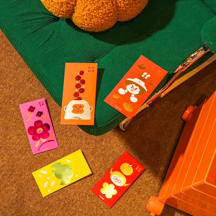 马年红包｜一组五入，五福临门｜新颖有趣 设计感十足  新年 喜庆